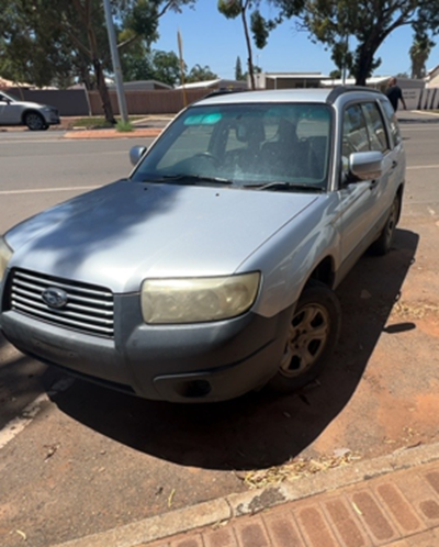 Impounded Vehicle: GREY SUBARU Registration: N/A